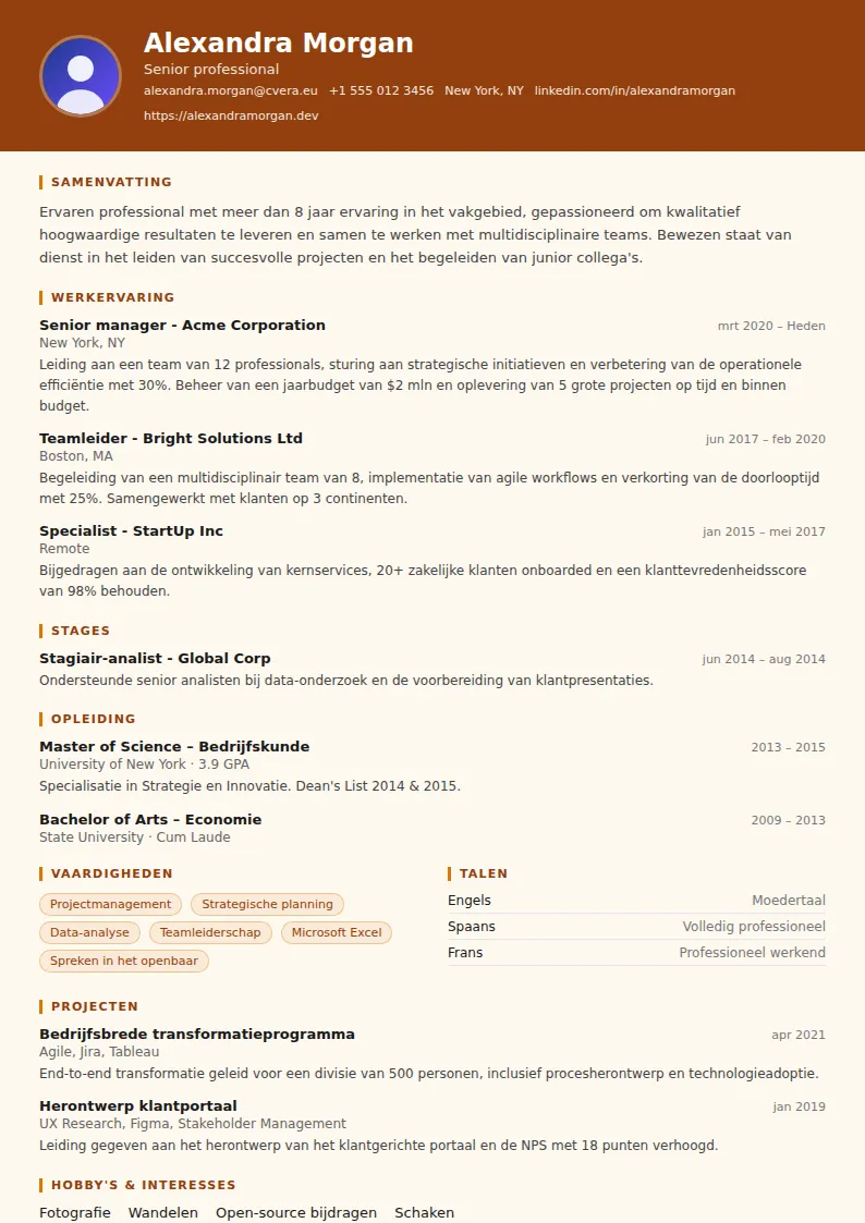 Cv-sjabloon Carpenter
