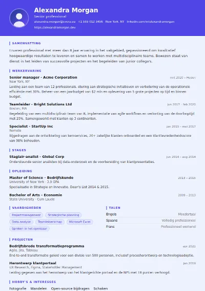 Cv-sjabloon Data Scientist