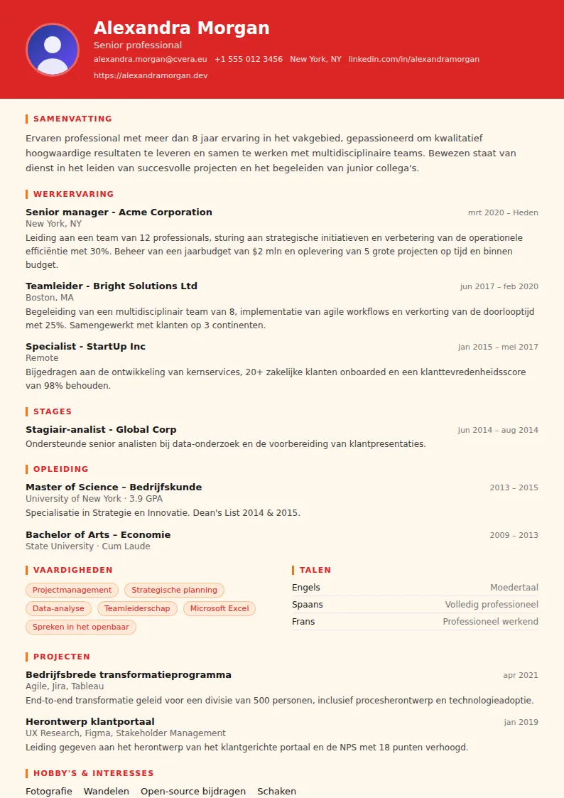 Cv-sjabloon Firefighter
