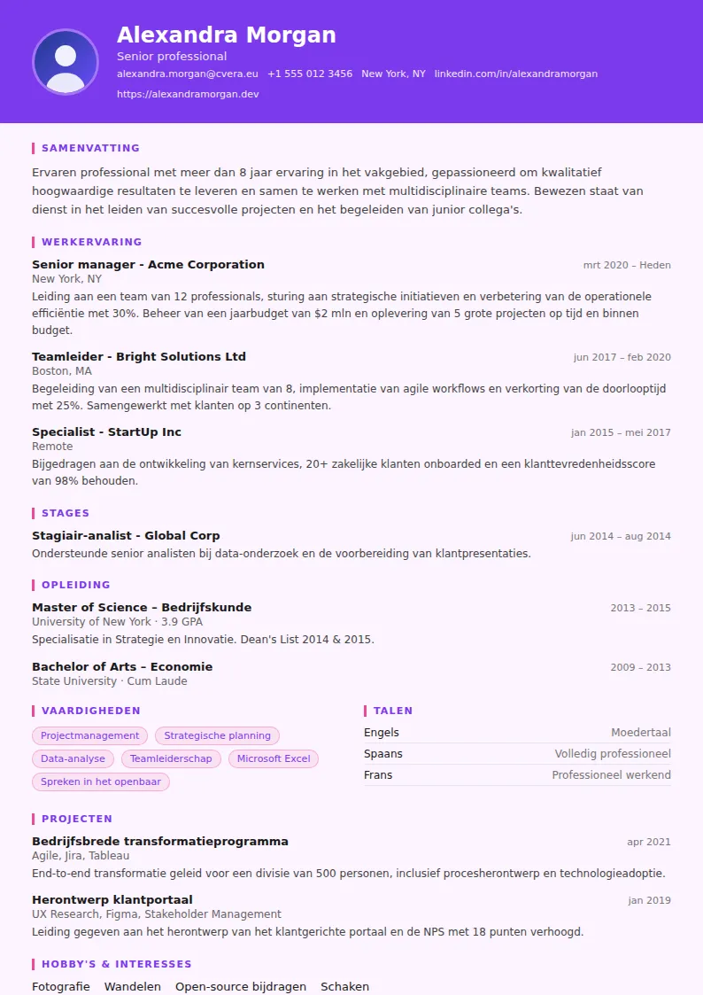 Cv-sjabloon Graphic Designer