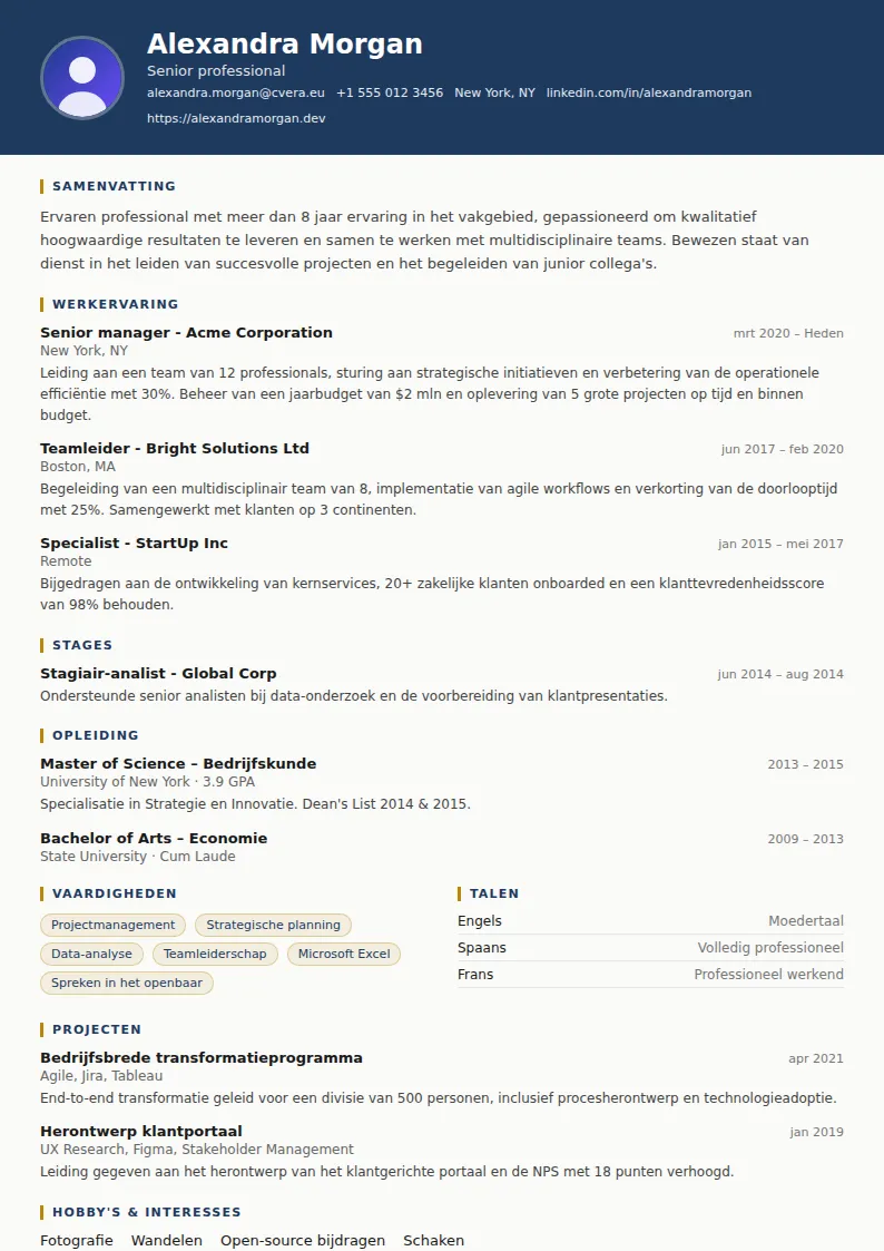 Cv-sjabloon Legal