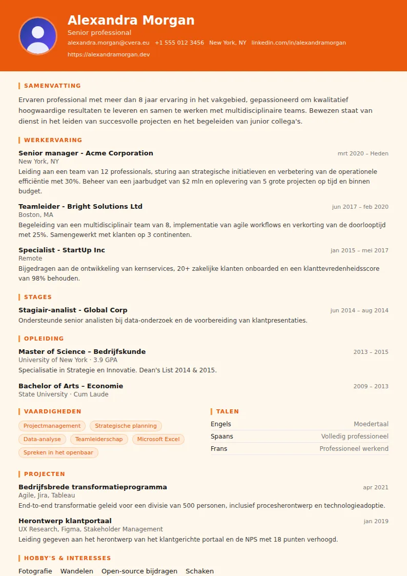 Cv-sjabloon Logistics