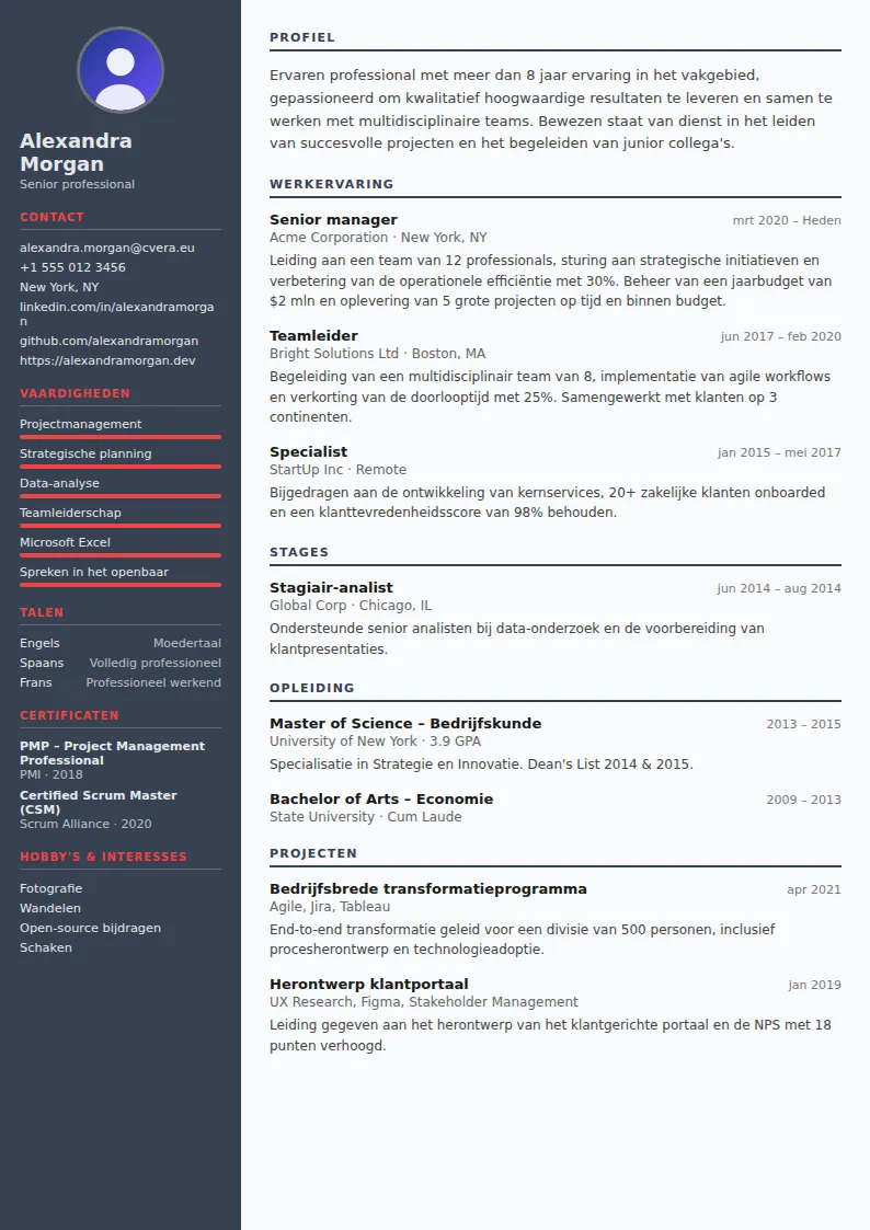 Cv-sjabloon Mechanical Engineer