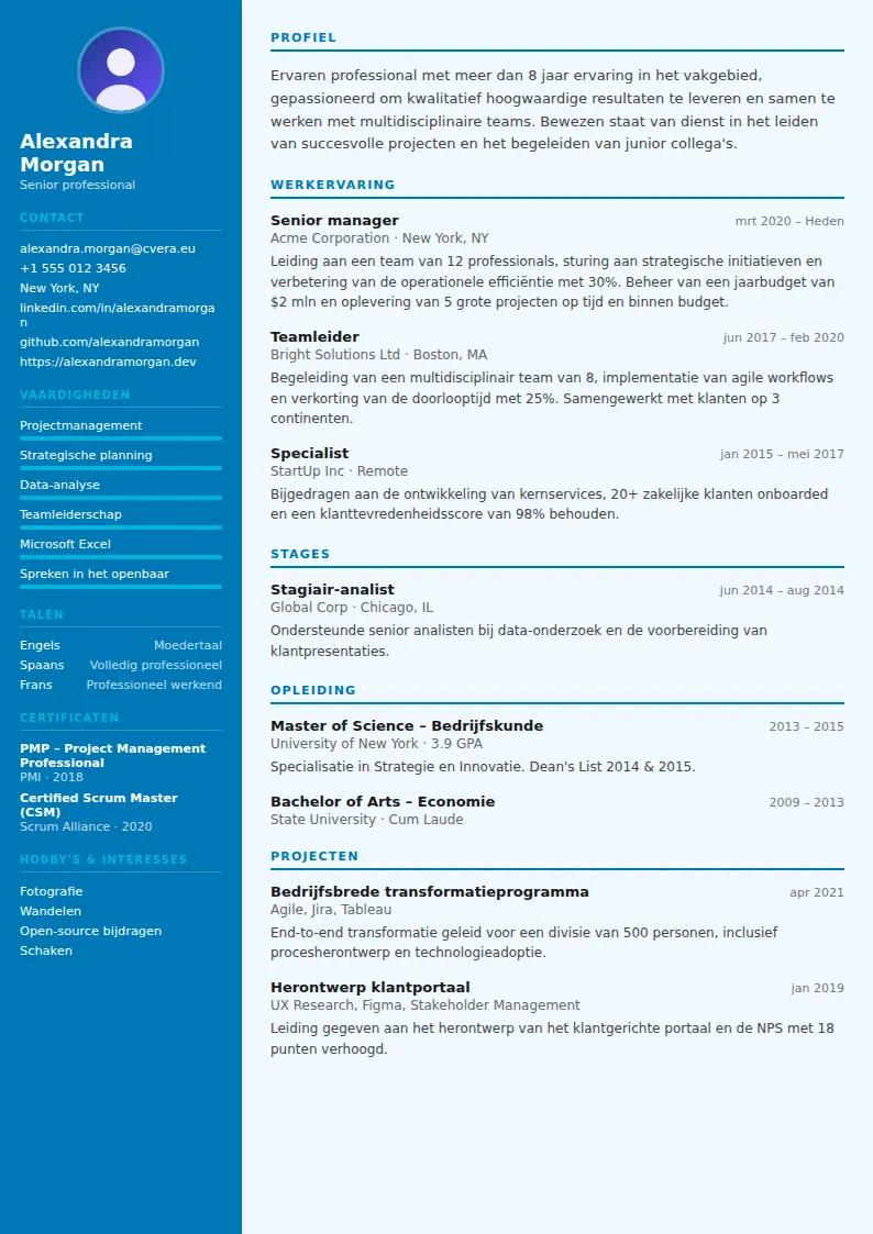 Cv-sjabloon Medical