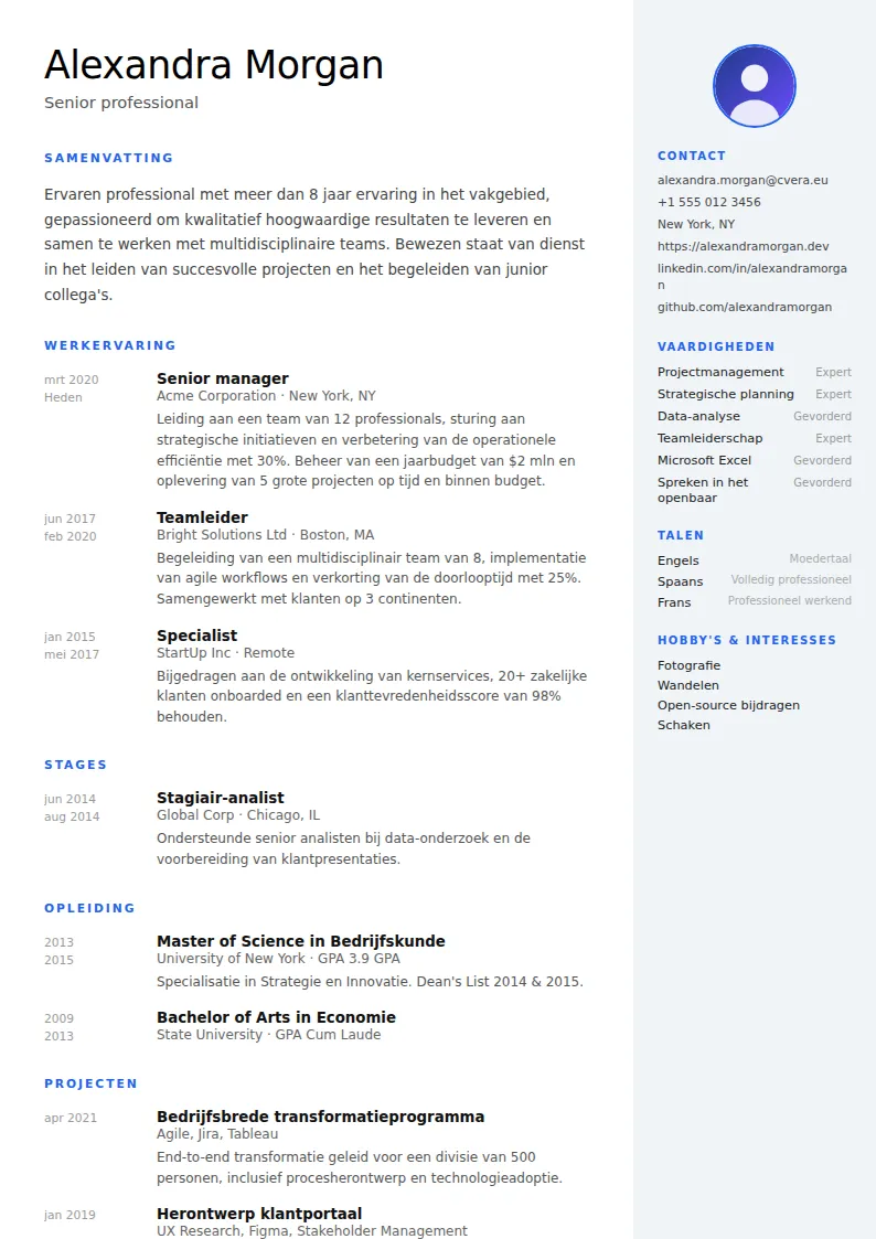 Cv-sjabloon Nordic
