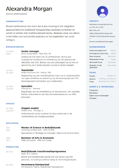 Cv-sjabloon Nordic
