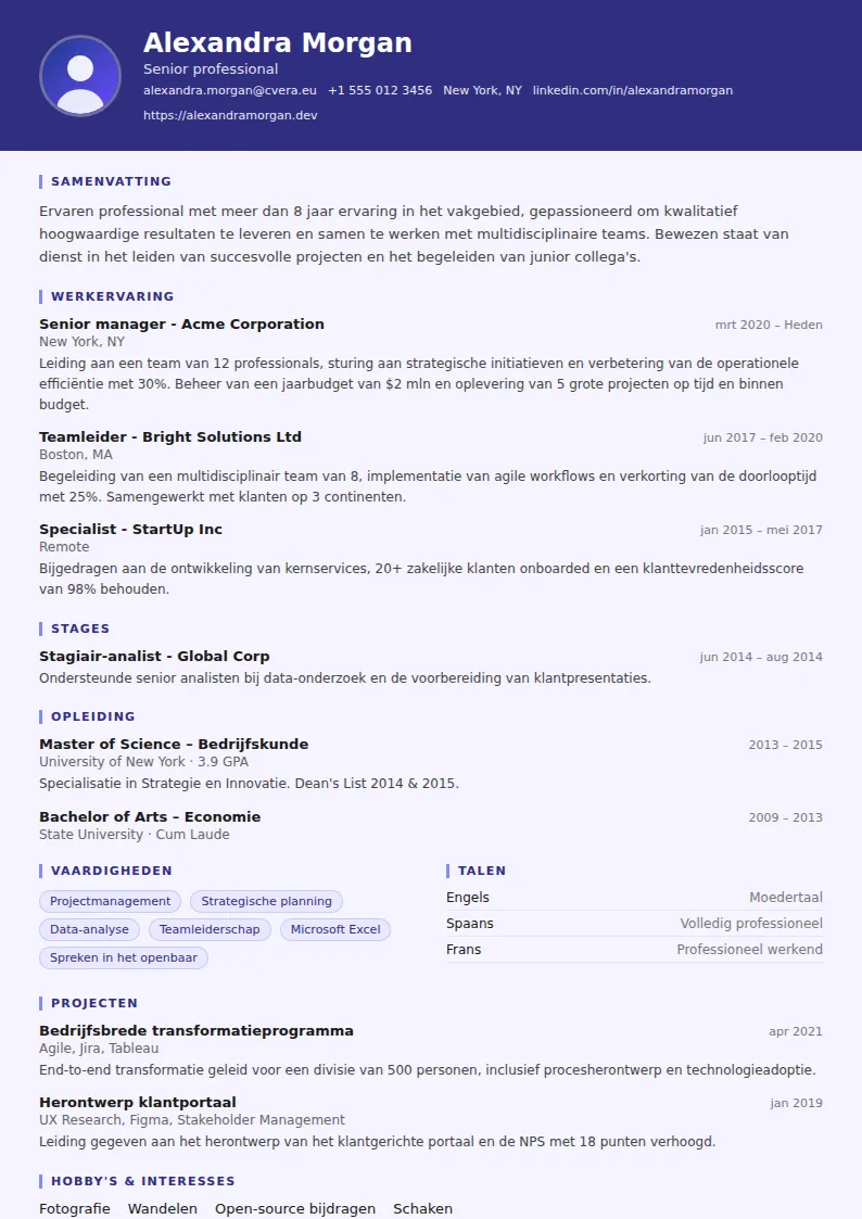 Cv-sjabloon Paralegal