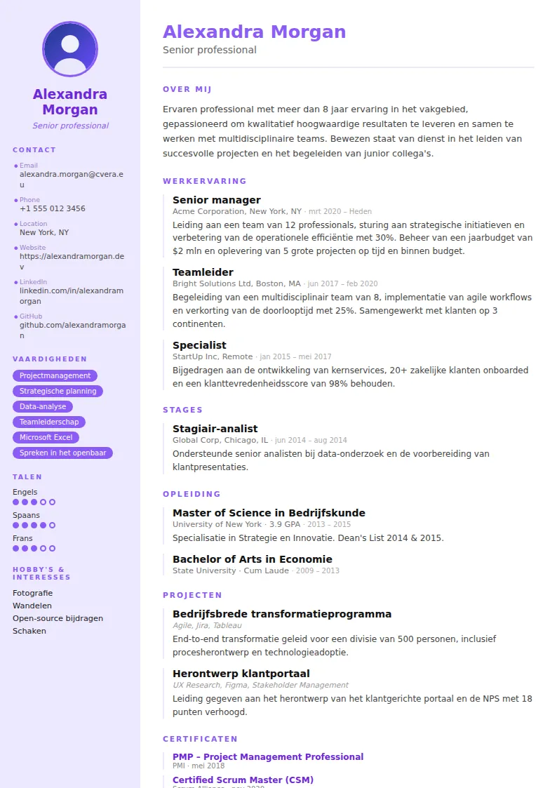 Cv-sjabloon Pastel