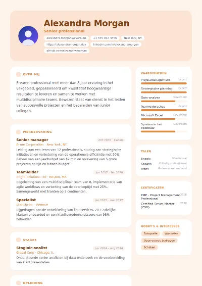 Cv-sjabloon Peach