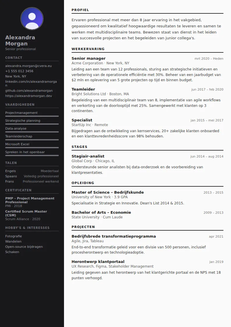 Cv-sjabloon Photographer