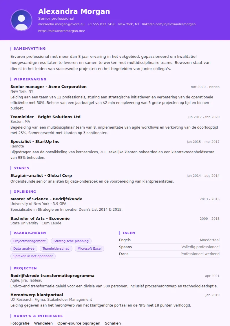Cv-sjabloon Psychologist
