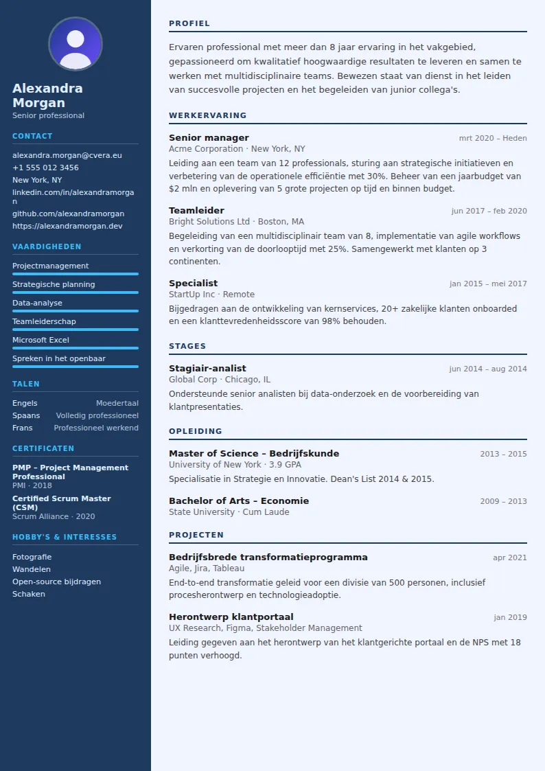 Cv-sjabloon Radiologist