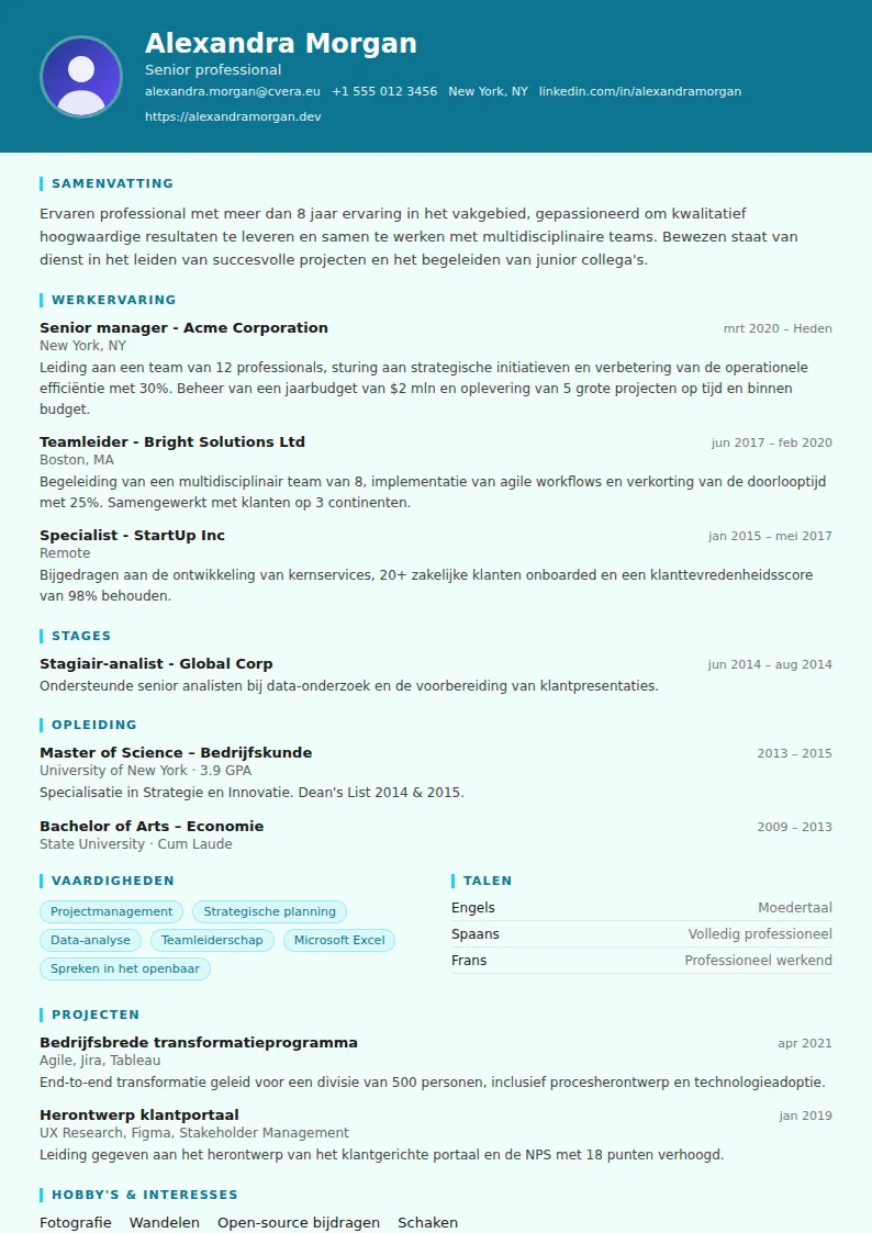 Cv-sjabloon Scientist