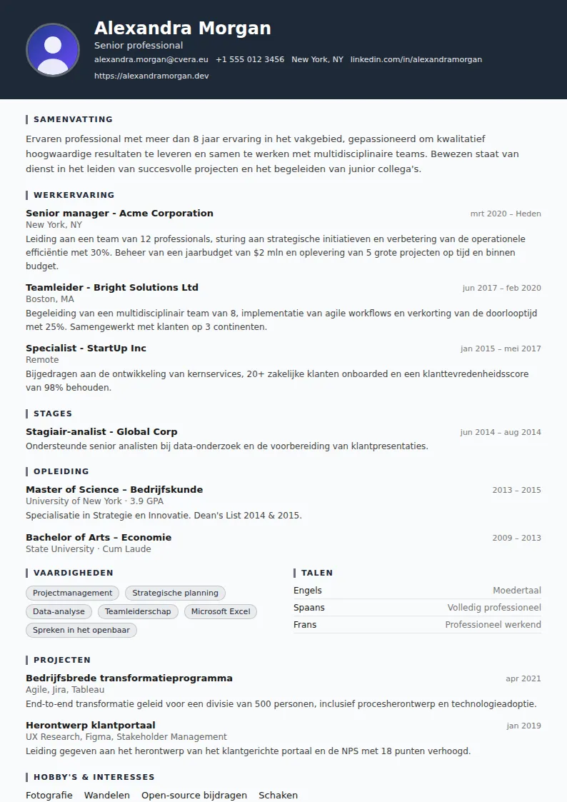 Cv-sjabloon Security Guard