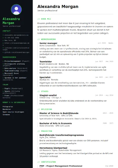Cv-sjabloon Tech