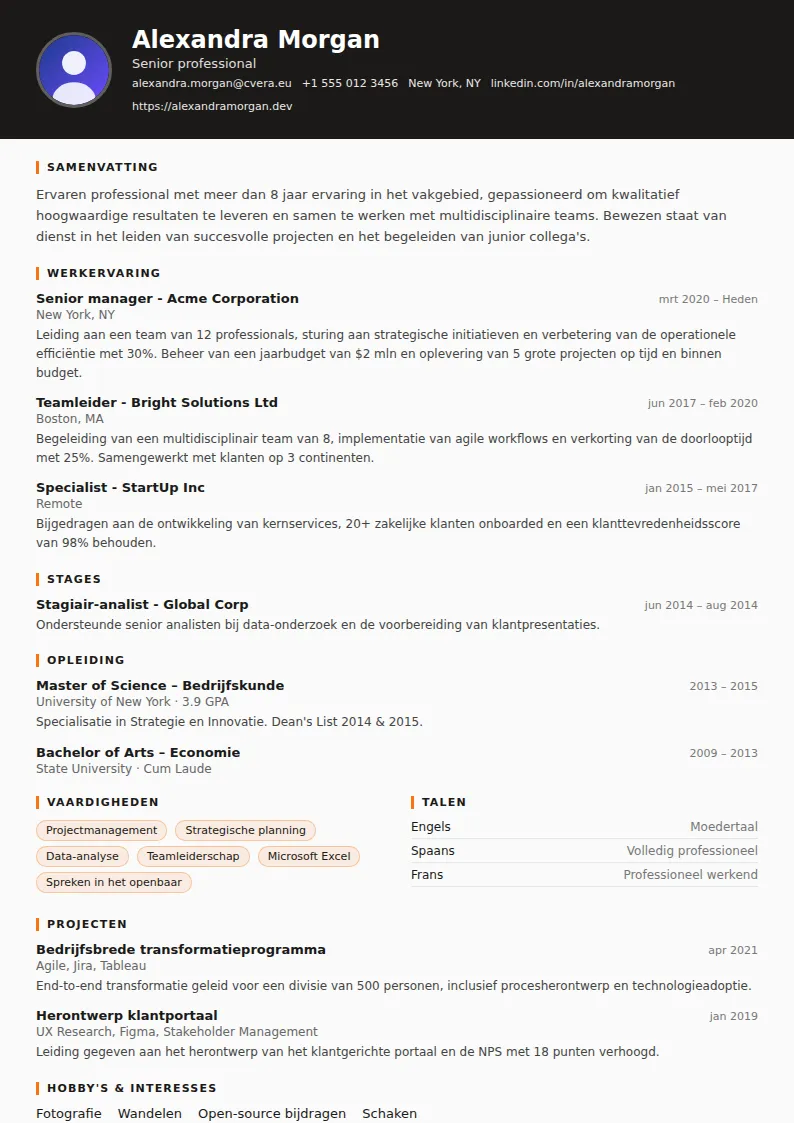 Cv-sjabloon Truck Driver