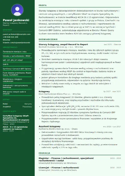 Przykład CV księgowego