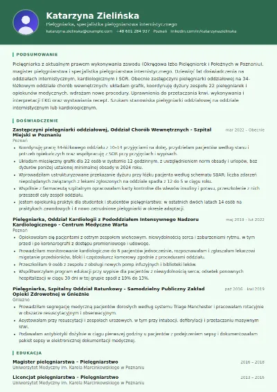 Przykład CV pielęgniarki