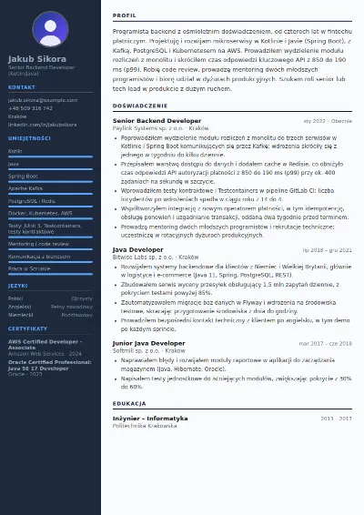 Przykład CV programisty
