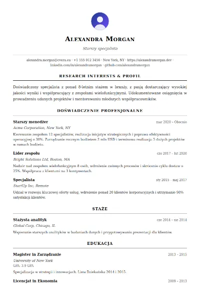 Szablon CV Academic