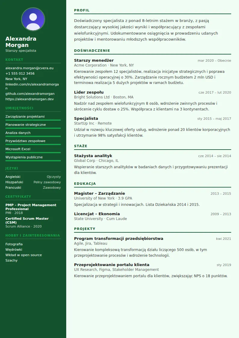 Szablon CV Accountant