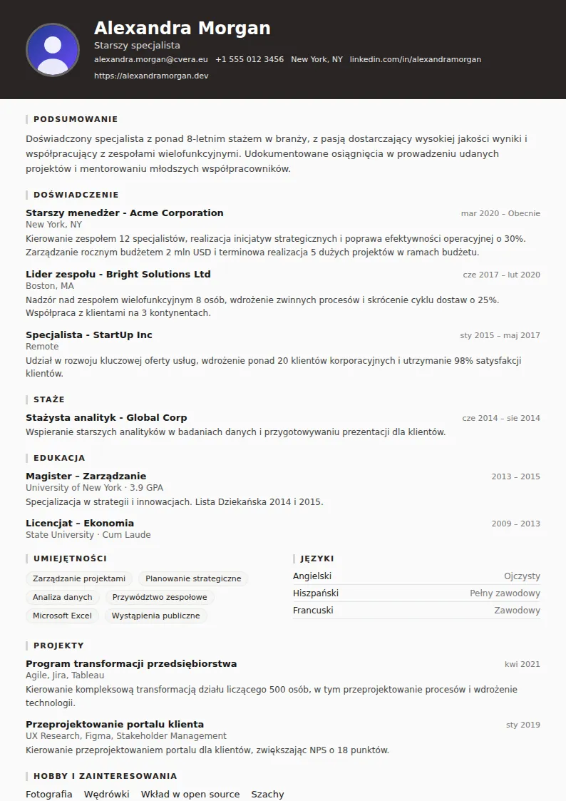 Szablon CV Architect