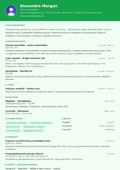 Szablon CV Athlete
