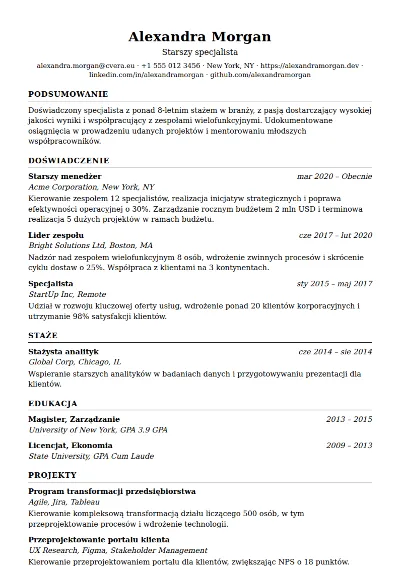 Szablon CV ATS Classic