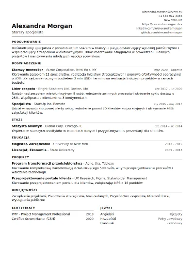 Szablon CV ATS Compact