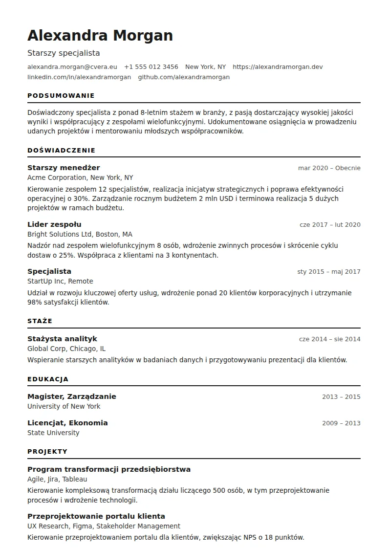 Szablon CV ATS Modern