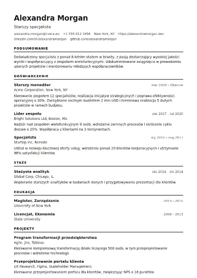 Szablon CV ATS Modern