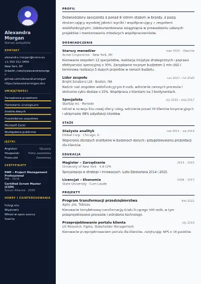 Szablon CV Banker