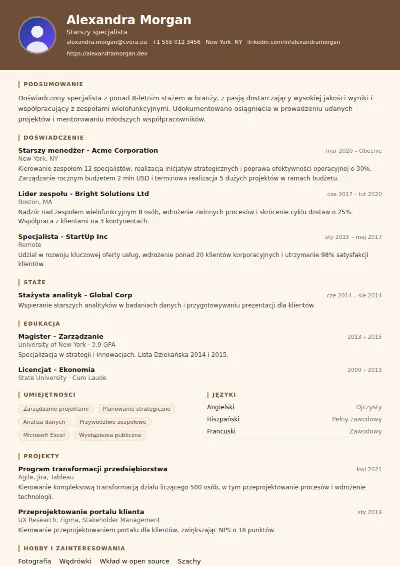Szablon CV Barista