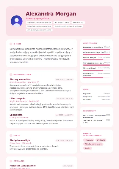 Szablon CV Bloom