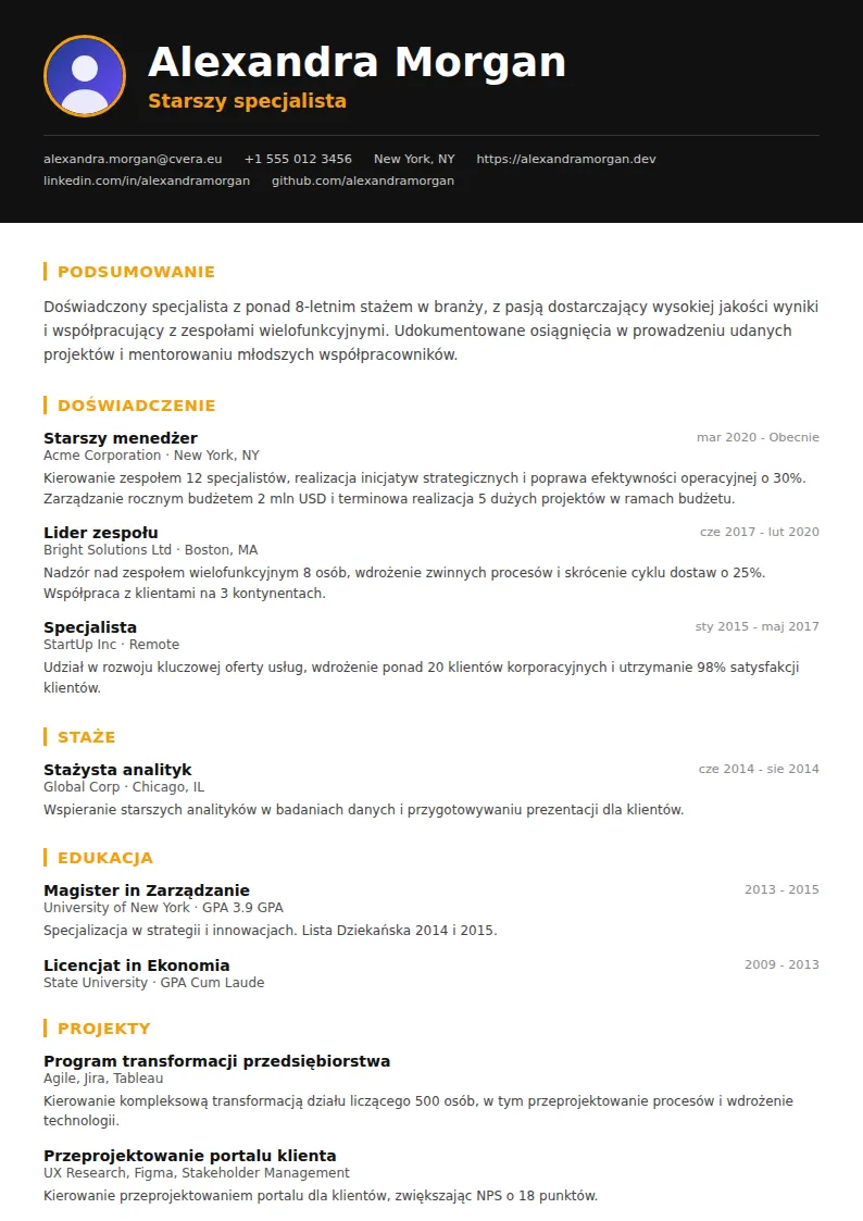 Szablon CV Bold