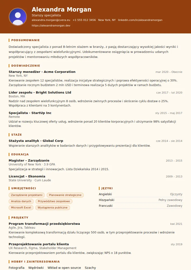 Szablon CV Carpenter