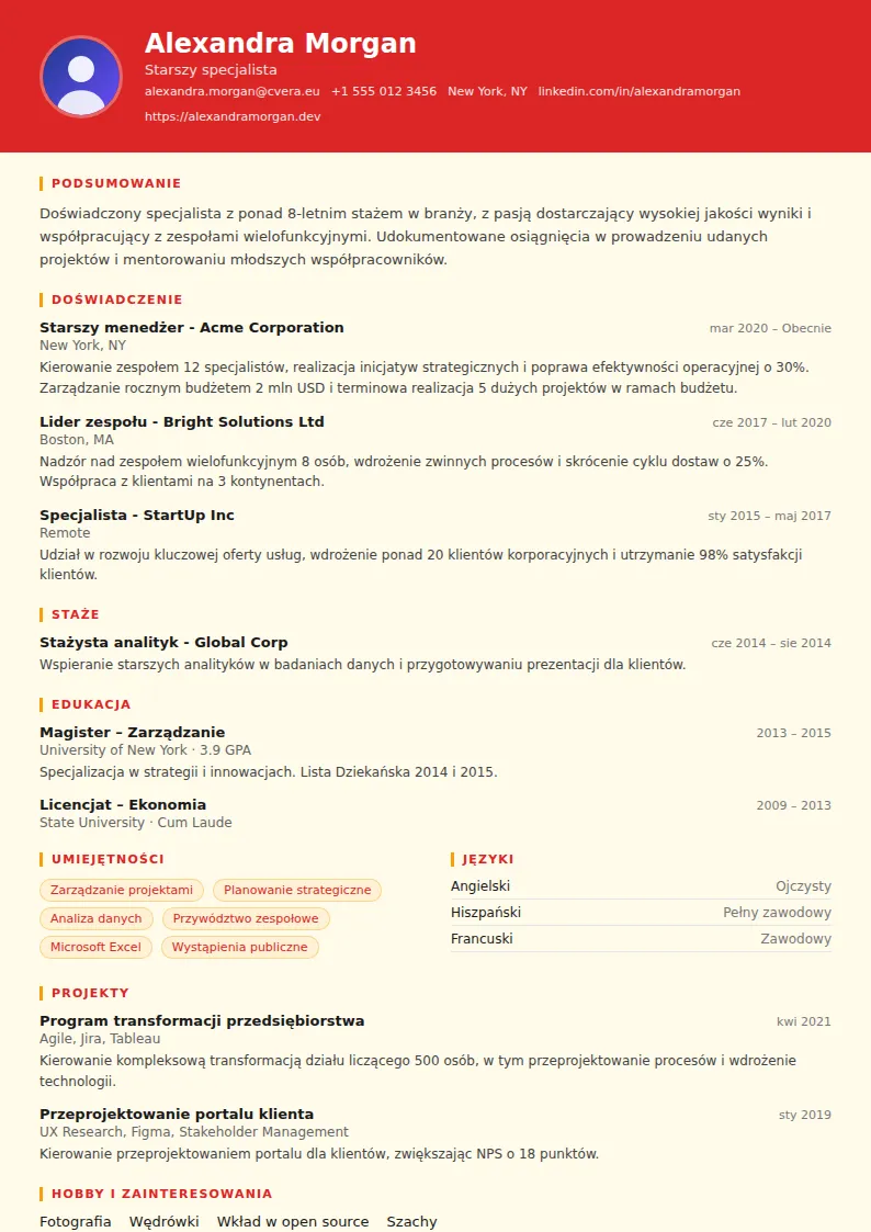 Szablon CV Chef