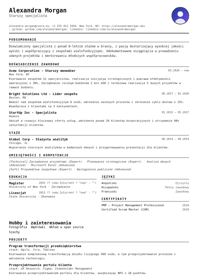 Szablon CV Compact