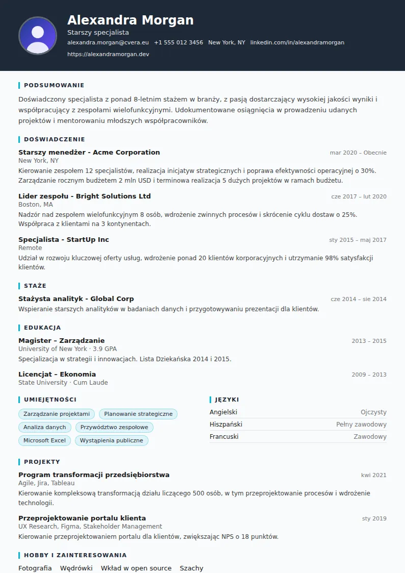 Szablon CV Consultant