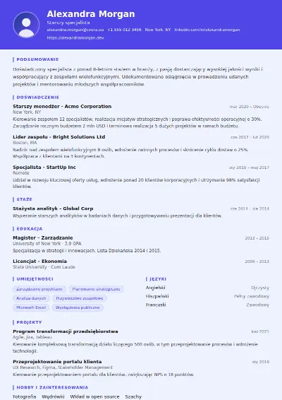 Szablon CV Data Scientist