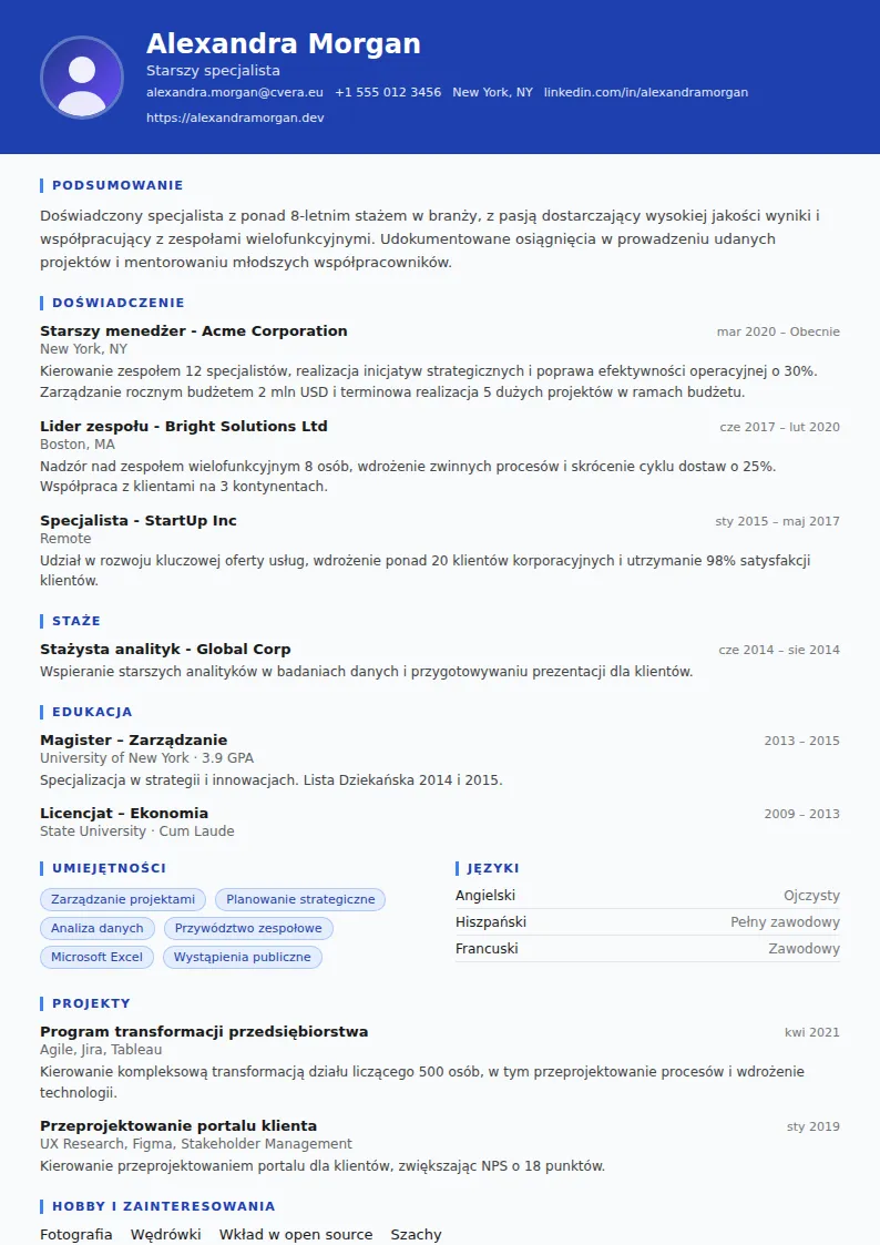 Szablon CV Driver