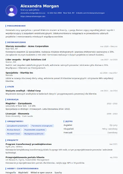 Szablon CV Driver