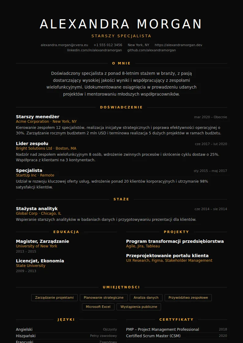 Szablon CV Eclipse
