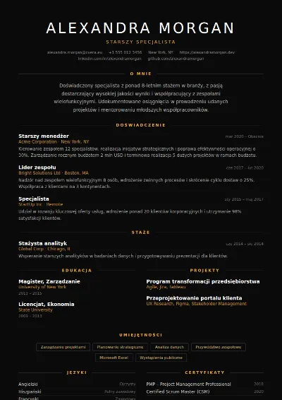 Szablon CV Eclipse