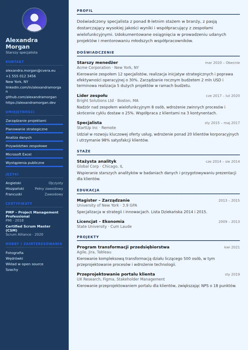 Szablon CV Economist