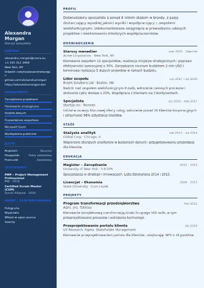 Szablon CV Economist