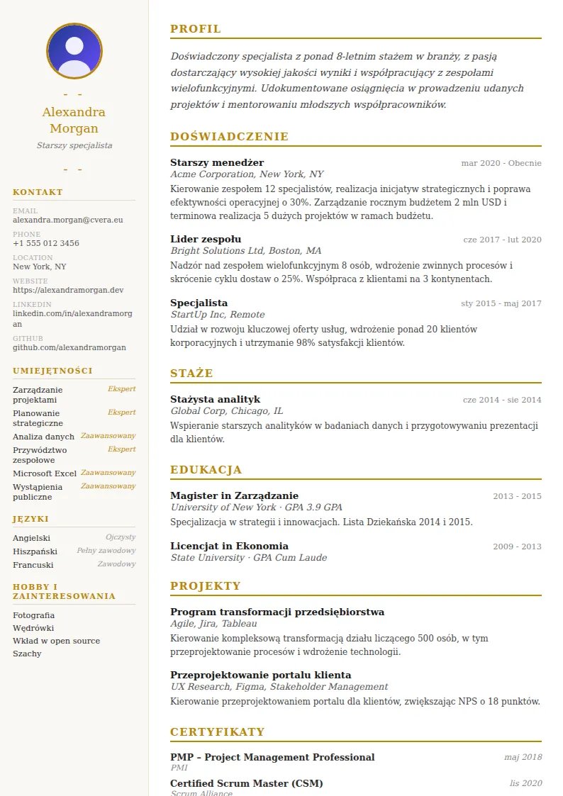 Szablon CV Elegant