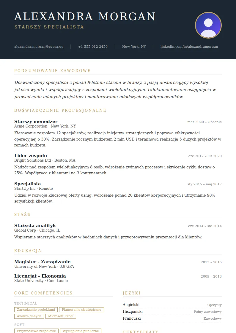Szablon CV Executive