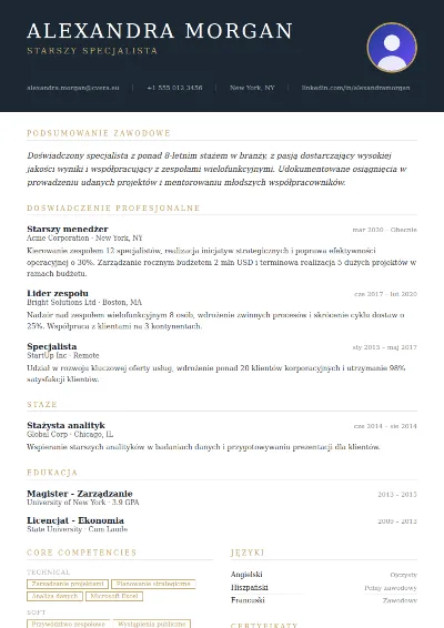 Szablon CV Executive