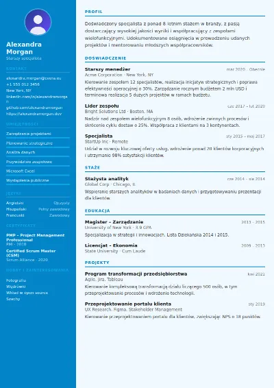 Szablon CV Flight Attendant